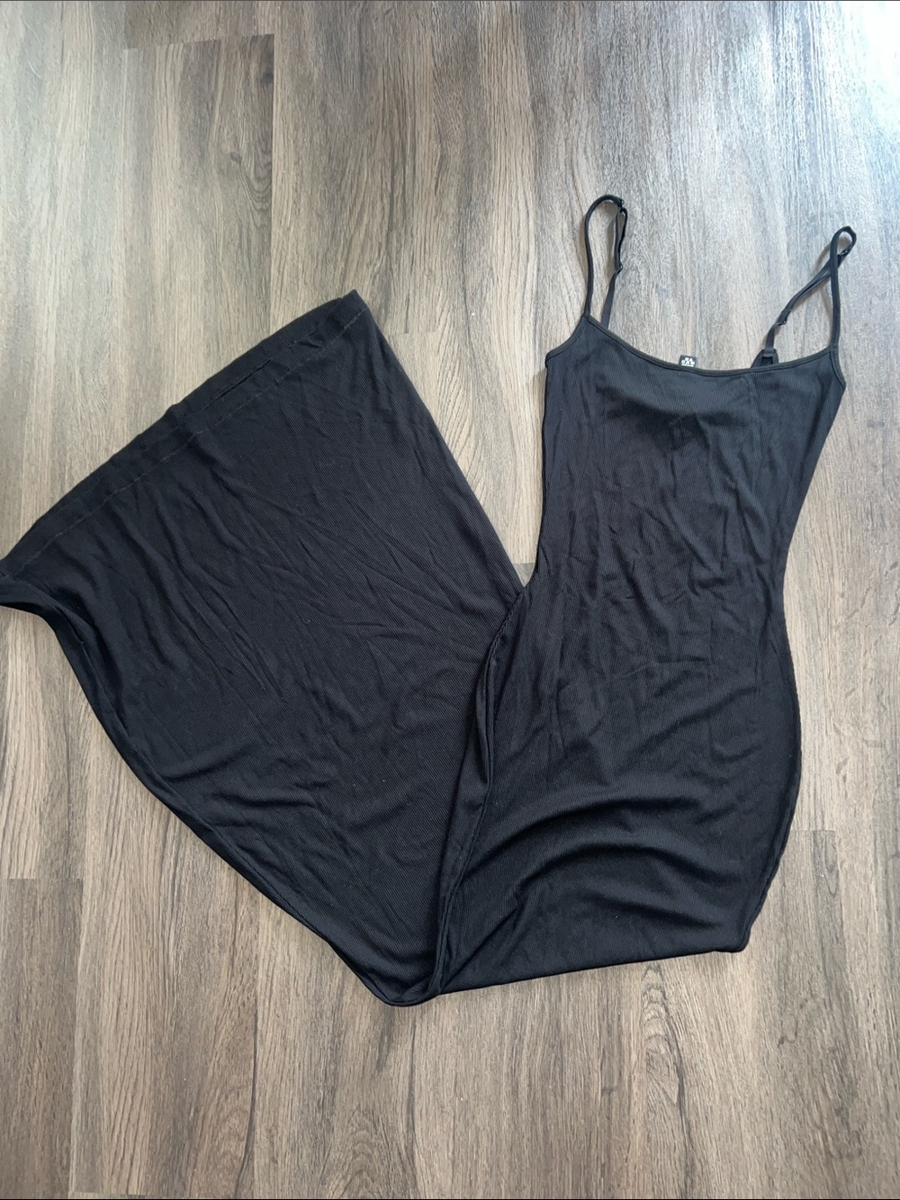 NWOT Skims Cotton Rib Black Spaghetti Strap Maxi Dress